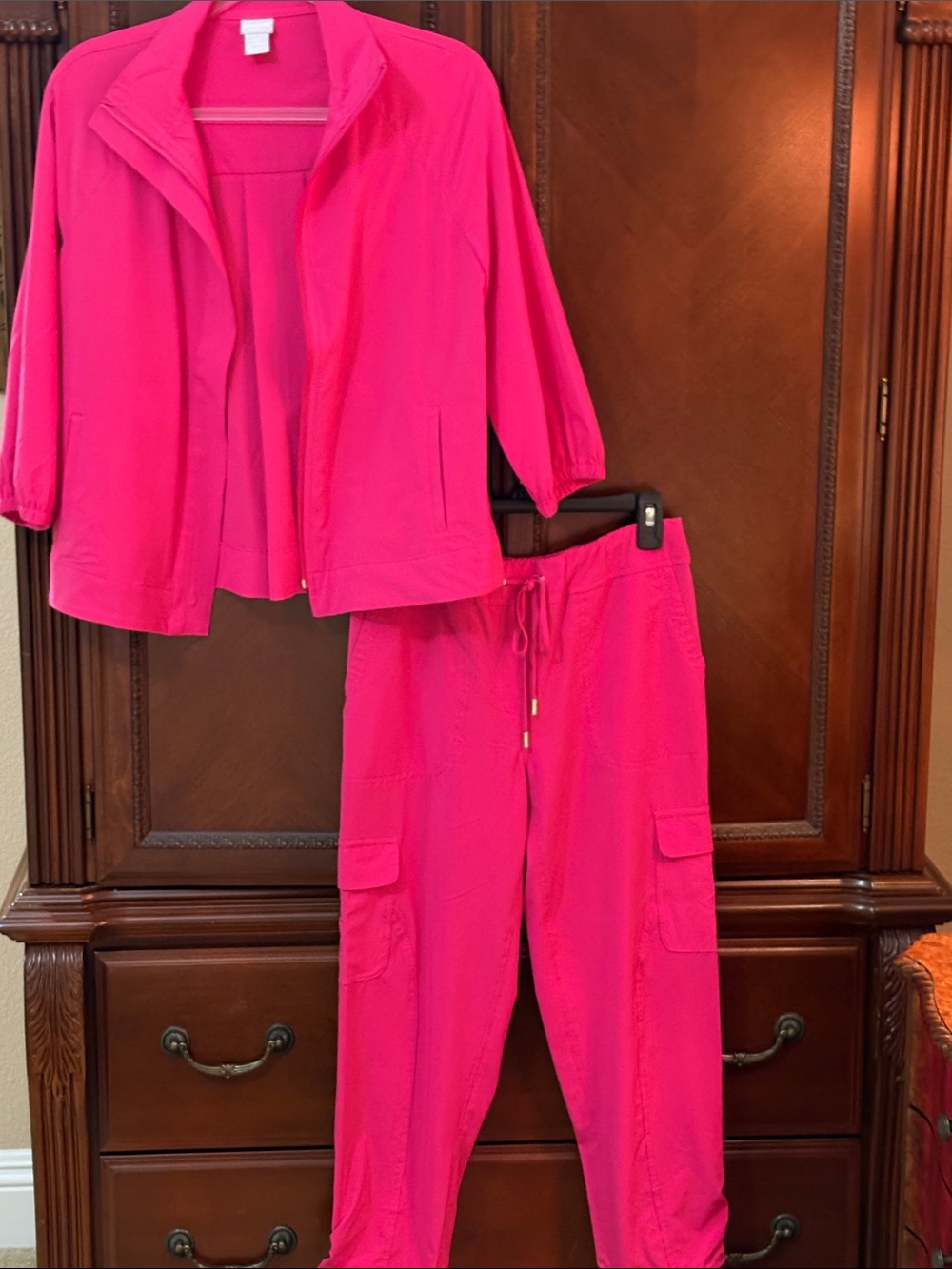 Chico's Vibrant Hot Pink Cargo Jogger Set